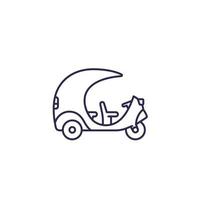 Tuk Tuk taxi line icon, side view vector