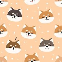 Cute shiba inu dog cartoon doodle seamless pattern vector