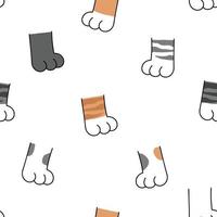 Cute cat kitten leg cartoon doodle seamless pattern vector