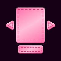 Set of glossy pink game ui board pop up template for gui asset elements vector
