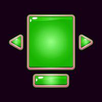 Set of green jelly game ui board pop up template for gui asset elements vector