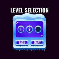 Winter ice jelly game ui level selection interface. vector