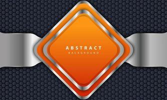 Orange background with 3D style. Rectangle background with a combination of hexagon and silver lines. vector