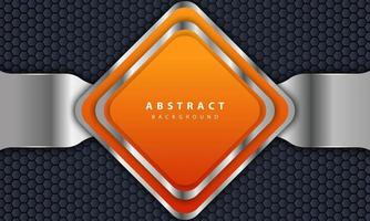 Orange background with 3D style. Rectangle background with a combination of hexagon and silver lines. vector