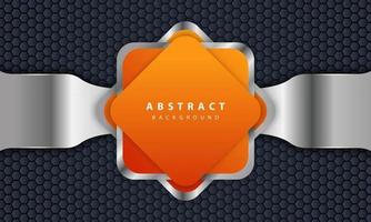 Orange background with 3D style. Rectangle background with a combination of hexagon and silver lines. vector