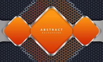 Orange background with 3D style. Rectangle background with a combination of hexagon and silver lines. vector