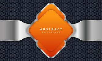 Orange background with 3D style. Rectangle background with a combination of hexagon and silver lines. vector