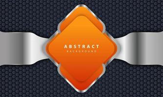 Orange background with 3D style. Rectangle background with a combination of hexagon and silver lines. vector