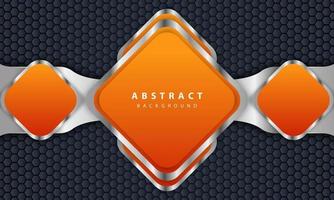 Orange background with 3D style. Rectangle background with a combination of hexagon and silver lines. vector