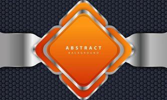 Orange background with 3D style. Rectangle background with a combination of hexagon and silver lines. vector