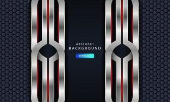 Realistic dark overlap layers texture with silver list element decoration vector