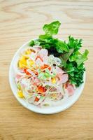 Raw and fresh tuna with vegetable salad photo