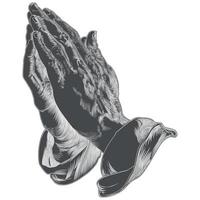 diseño de contorno de manos rezando vector