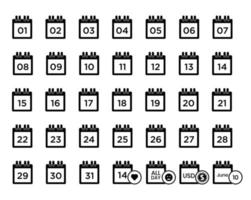 Vector calendar set icons illustration