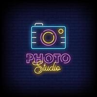 Photo Studio Neon Signs Style Text Vector