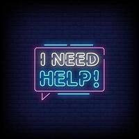 I Need Help Neon Signs Style Text Vector