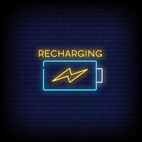 Recharging Neon Signs Style Text Vector