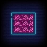 Girls Neon Signs Style Text Vector