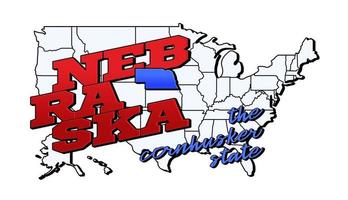 Vector illustration with US Nebraska state on American map with lettering