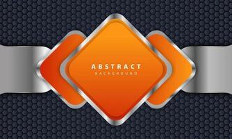 Orange background with 3D style. Rectangle background with a combination of hexagon and silver lines. vector