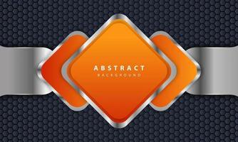 Orange background with 3D style. Rectangle background with a combination of hexagon and silver lines. vector