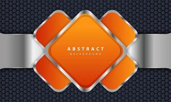 Orange background with 3D style. Rectangle background with a combination of hexagon and silver lines. vector