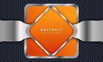 Orange background with 3D style. Rectangle background with a combination of hexagon and silver lines. vector