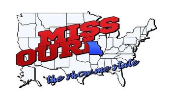 Vector illustration with US Missouri state on American map with lettering