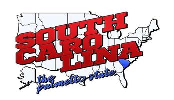 Vector illustration with US South Carolina state on American map with lettering