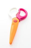 Colorful scissors on white background photo