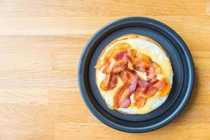 Eggs and bacon waffles photo