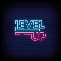 Level Up Neon Signs Style Text Vector