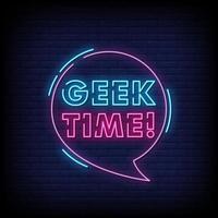 vector de texto de estilo de letreros de neón de tiempo geek