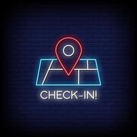 Check In Neon Signs Style Text Vector