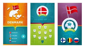 Denmark team European football vertical banner set for social media vector