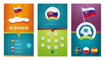 Conjunto de banners verticales de fútbol europeo del equipo de Eslovaquia para redes sociales vector