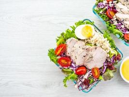 Grilled chicken breast and meat salad photo