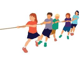 Tug of war children playing on illustration graphic vector