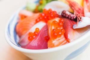 Sashimi raw fish rice bowl photo