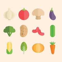 icono de ilustración vectorial de verduras en conjunto de estilo de diseño plano vector