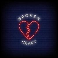 Broken Heart Neon Signs Style Text Vector