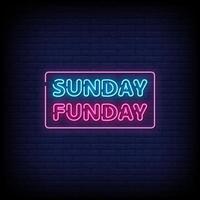 Sunday Funday Neon Signs Style Text Vector