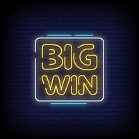 Big Win Neon Signs Style Text Vector