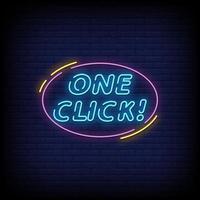 One Click Neon Signs Style Text Vector