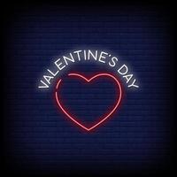 Valentine Day Neon Signs Style Text Vector