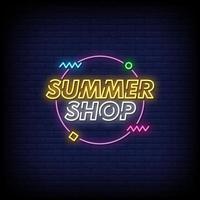 Summer Shop Neon Signs Style Text Vector