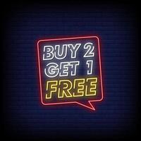 Buy 2 Get 1 Free Neon Signs Style Text Vector