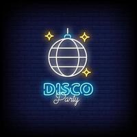 Disco Party Neon Signs Style Text Vector
