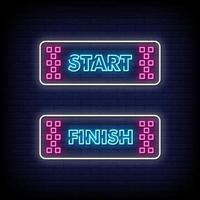 Start and Finish Neon Signs Style Text Vector