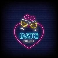 Date Night Neon Signs Style Text Vector